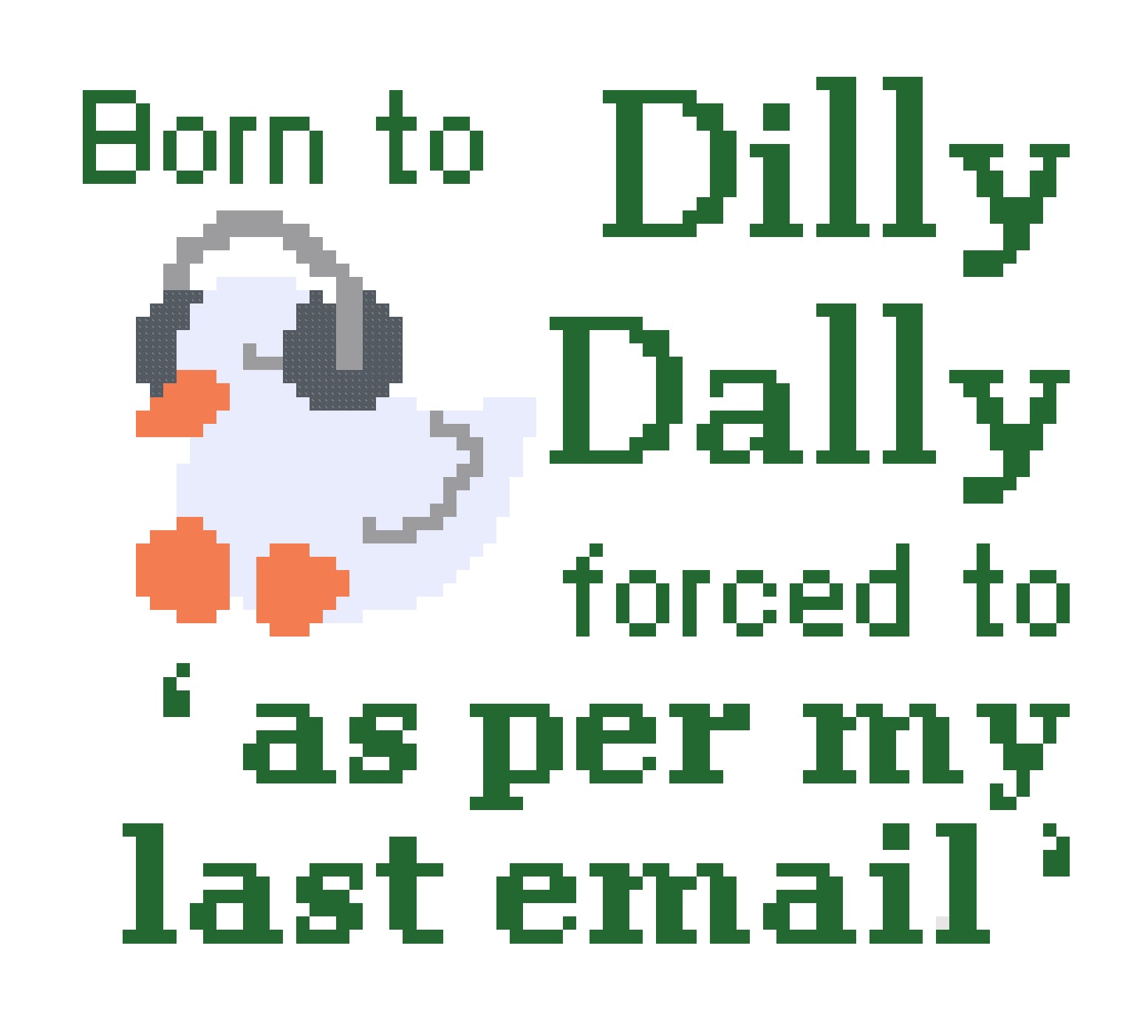 Dilly Dally Duck Needlepoint Canvas - Funny saying